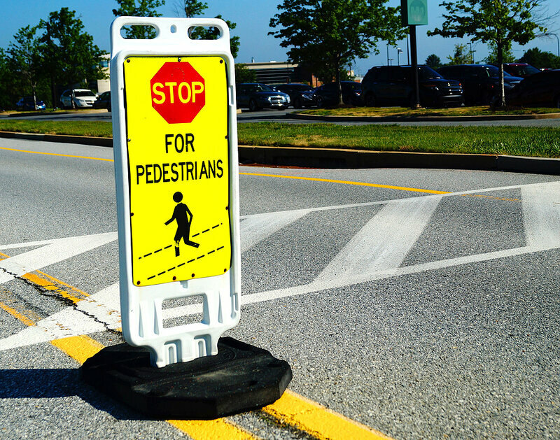 Pedestrian Crossing Stop Sign